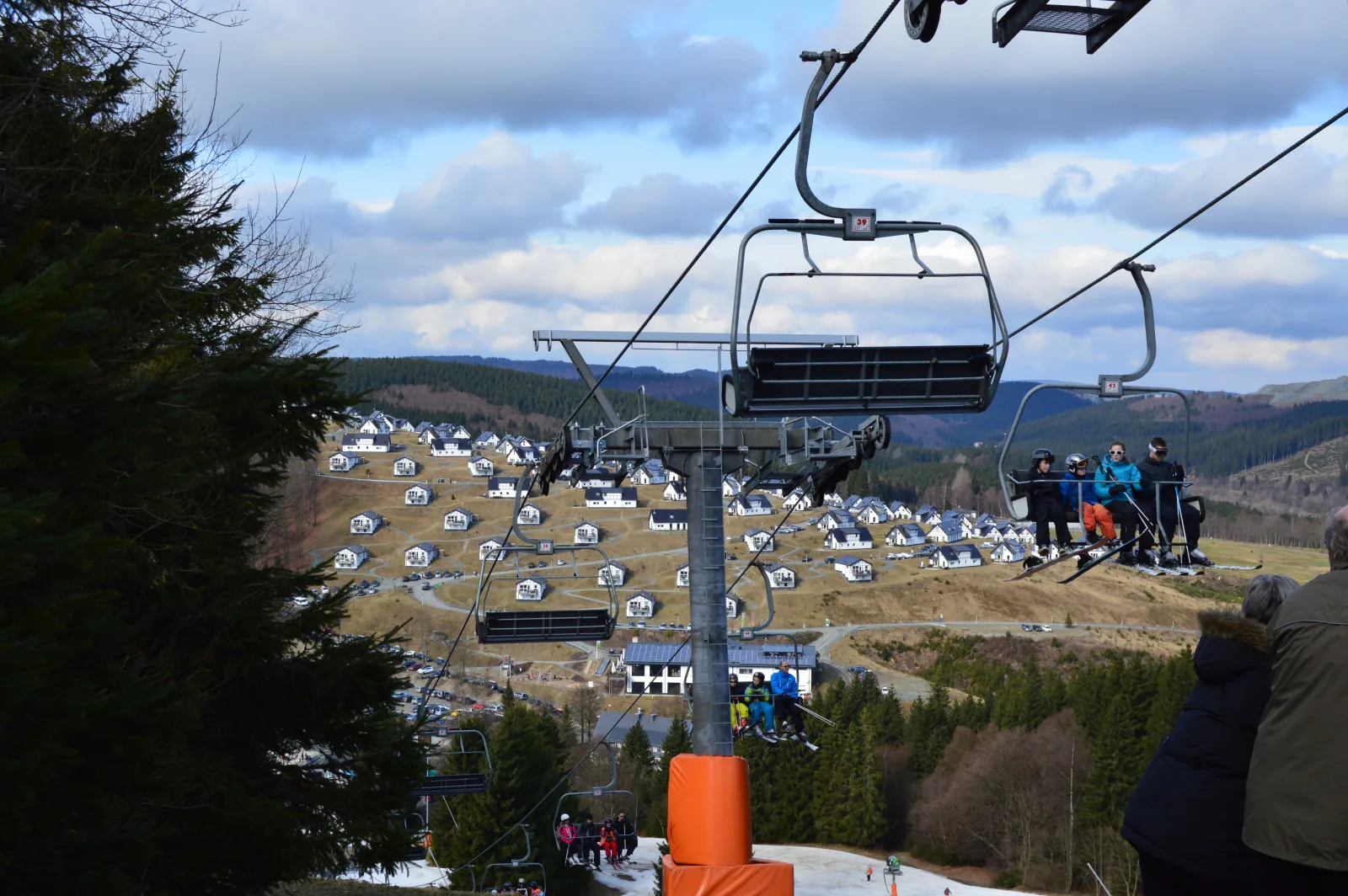 Winterberg view with houses and snow-covered hills