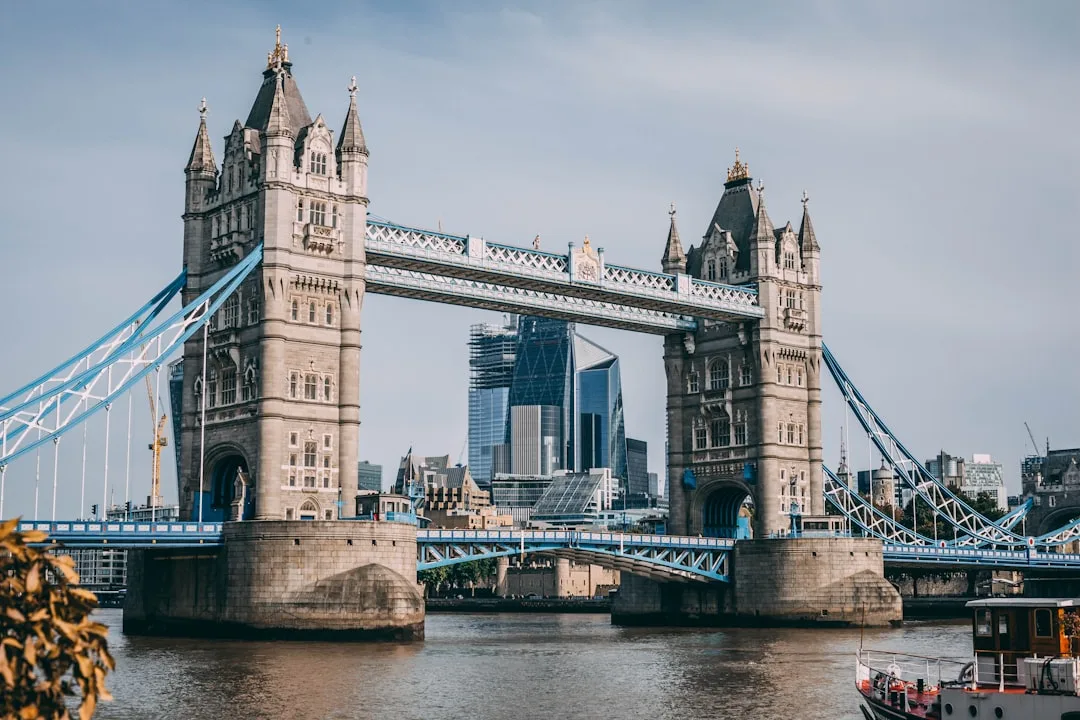 Panoramic view of London with the River Thames and the city skyline at dusk