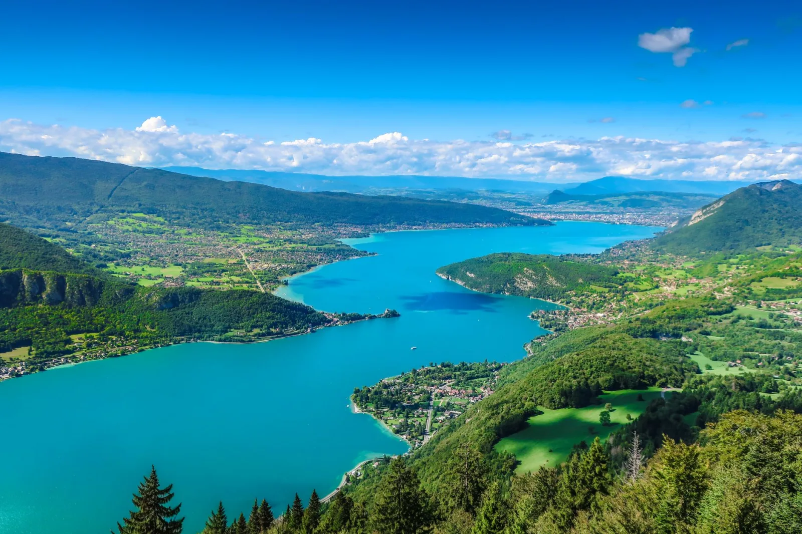 Colorful houses and canals in Annecy’s historic center on the lakeshore