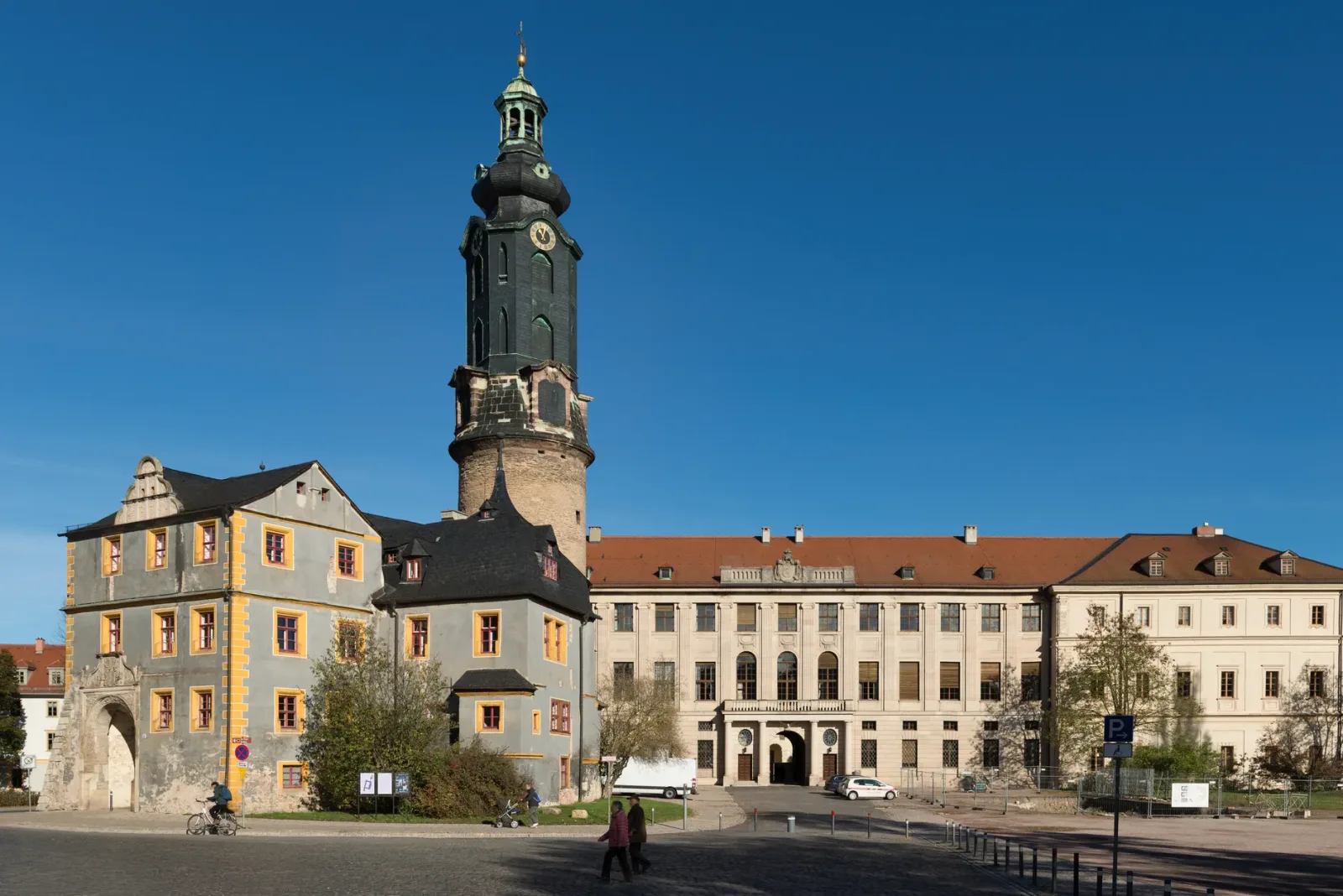 Historic street in Weimar with classical facades and a peaceful urban atmosphere