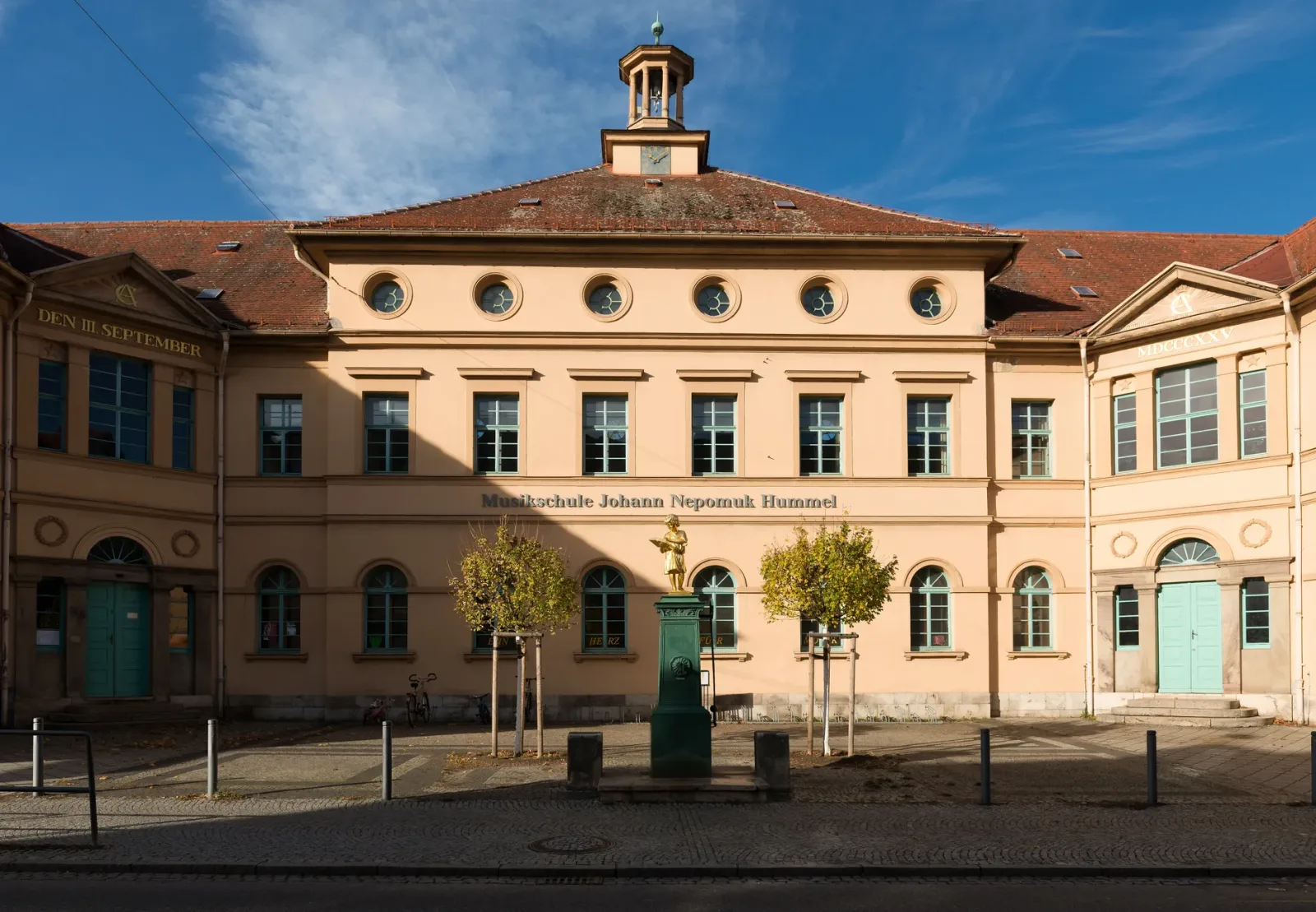 Historic square of Weimar with Christmas market and festive winter atmosphere